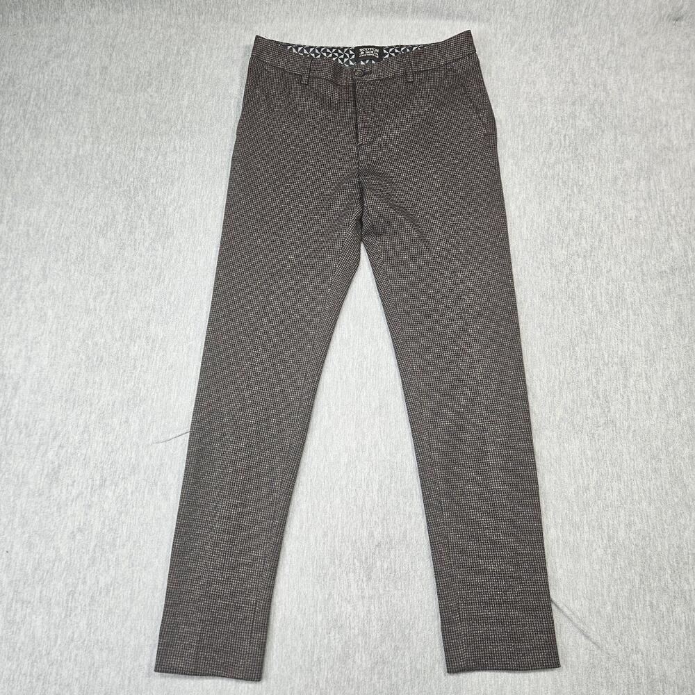 Scotch & Soda Pants Mens 28x32 Brown Houndstooth Mott Dress Slim Fit Business